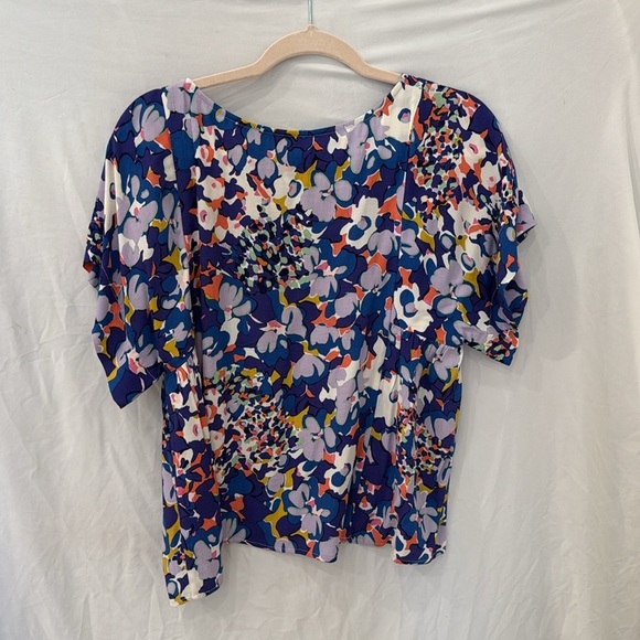Anthropologie Maeve Milla Blue Floral Swing Blouse Size XS - Picture 5 of 5